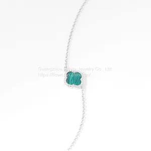 S925 Sterling Silver Four-leaf Clover Bracelet Women's Agate Zircon Bracelet Simple Style Jewelry thumbnail-3