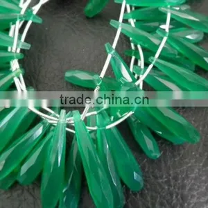 Green Onyx All Color Chalcedony Long Drops Custom Cut Briollete Chicklets Drops Gemstones Cabochon Calibrated thumbnail-1