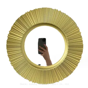 Cheap Wholesale 13 Inches Mirrored Wedding Plastic Charger Plate With Gold Rim thumbnail-3
