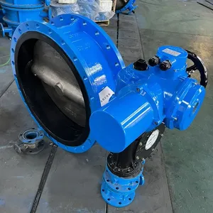 DN150 WCB Ductile Iron QT450 GGG50 Lined EPDM Large Diameter Double Eccentric Flange Electric Butterfly Valve thumbnail-4
