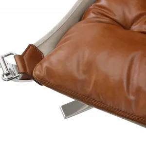 Seagull Chair Small Version Vatne Design Leather Swivel Chair With Polished Chrome Frame thumbnail-4