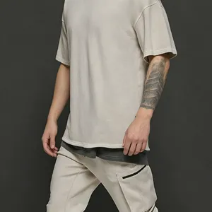 Men's Summer T-shirt, American Youth Heavyweight Plus Size Pure Cotton Short Sleeved T-shirt, Men's Washed and Worn Top thumbnail-2