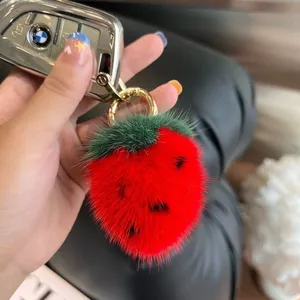 Kawaii Fruit Plush Bag CharmFur Keychain thumbnail-5