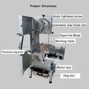QDMECH Commercial Electric RL007 Meat Bone Saw Machine Stainless Steel Frozen Meat Fish Bone Cutting Machine for Restaurant and Slaughterhouse thumbnail-2