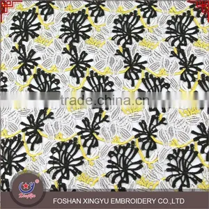 OEM Beauty Fashion Black Flower Water Soluble Embroidery Good Quality Lace Fabric thumbnail-3