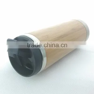 Mlife Manufacture Good Quality 450ml Inner 18/8 304 Stainless Steel Outer Bamboo Vacuum Tea Mug Flask, Custom Logo thumbnail-3