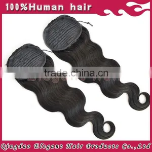 Indian Remy Hair Drawstring Ponytail With Clip, Wrap Around Human Hair Ponytail thumbnail-4