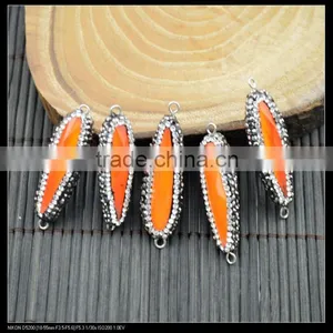 LFD-0040B Wholesale Orange Glass Pave Rhinestone Crystal Connectors Beads Jewelry Finding thumbnail-1