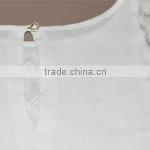 Solid Color Mesh Embroider Cap Sleeve Short New Models Blouses thumbnail-5