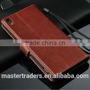 Original Fashion 64 Grain Stand Holder Wallet Flip PU Leather Case For Sony Z3 MT-3102 thumbnail-3