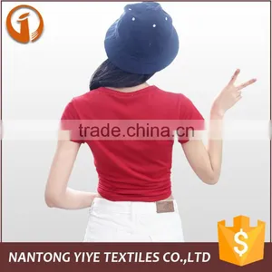 2016 Wholesale OEM Skin Tight Ladies Slim Fit Red T Shirts thumbnail-3