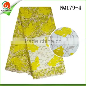 Wholesale Nigerian Fabric Tulle Lace African Fabricwith Flower Embroidered Designs NQ179-4 thumbnail-1