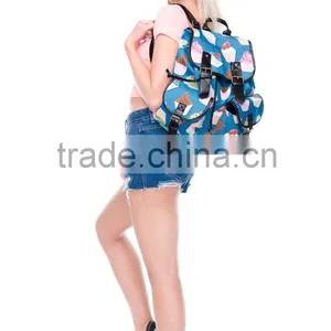 2016 3d Printed Muffin Cartoon Vintage Canvas Rucksacks Cute School Satchel Rucksack Backpack Campus Bag thumbnail-4