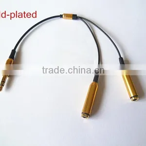 Gold Plated DC3.5 m to 2*female Audio Splitter Cable thumbnail-2
