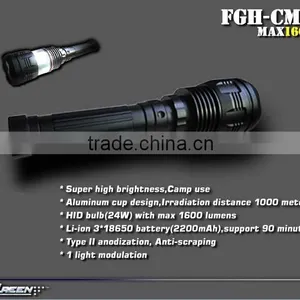 Rechargeable 18650 Battery 24W HID Camping Torch thumbnail-2
