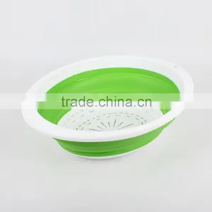 Portable Round Customized Colorful Food Grade Plastic Collapsible Basket thumbnail-2