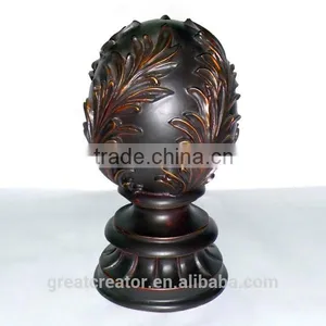 High Quality Designer Large Resin Drapery Rod Finials For 2.5" (63mm) Wooden Curtain Rods thumbnail-6