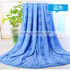 100% Cotton 16s 150*200cm Jacquard Towelling Coverlet in Blue thumbnail-1