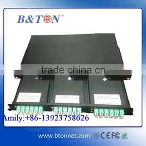 1U 19 Inch 12/24/48/72/96Port MPO-Duplex LC OM3 Fiber Optic Rack Mount Chassis thumbnail-1