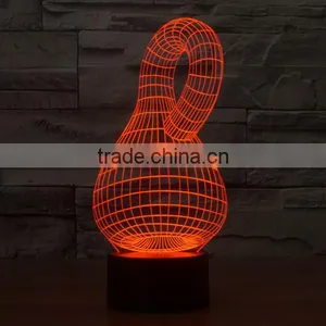 Calabash Shape 3d Optical Illusion Acrylic Led Night Light Lamp Touch Control + Battery Operated Christmas Led Lights thumbnail-1