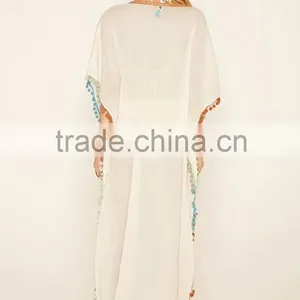 2016 New Style V Neck Long Dress Europe Pom-Trim Dress For Women thumbnail-5