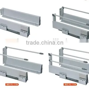 3-sections Push&soft Close Drawer Slide Rail Base Mount Drawer Slides With Iron Handles thumbnail-3