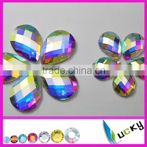Sew on Flatback Teardrop Shape Crystal ab Color Strass Rhinestones, Can be With or Without Holes Glue on for Clothes thumbnail-3