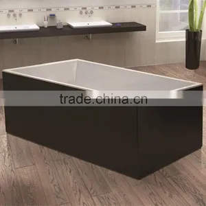 White Color Round Cheap Acrylic Floor Standing Bathtub thumbnail-4