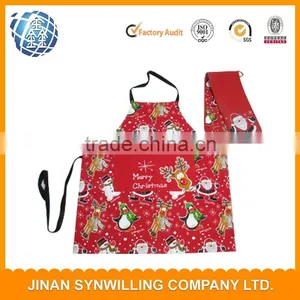 Cooking Apron Gloves Towel Heat Insulation Pad Cotton Bib Apron Set thumbnail-6
