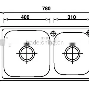 Top-Mount / Drop In Stainless Steel Double Bowl Kitchen Sink 7841B thumbnail-2
