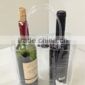 Promotion Printing Transparent Pvc Plastic Wine/beer Chill Carry Bags thumbnail-1