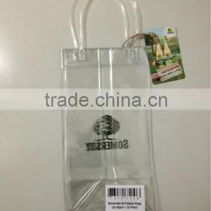 Transparent Clear Pvc Plastic Wine Cooler Ice Handle Bags thumbnail-1