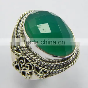 Natural Green Onyx Ring 92.5 Sterling Silver Jewellery thumbnail-1