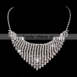 Fashion Elegant Bride Jewelry Wedding Tiara Necklace Earrings Set thumbnail-3
