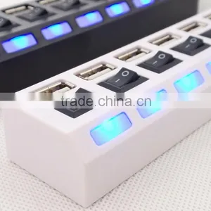 High Speed Charging Station USB 2.0 7-Port Hub Adapter With Individual Power Switches and LEDs thumbnail-1
