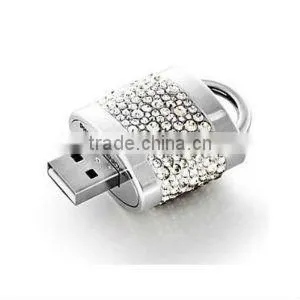 4GB Silver Jeweled Metal Diamond Lock Necklace High Speed USB 2.0 High Speed Flash Pen Drive Disk ,jewelry Usb Flash Drive thumbnail-1