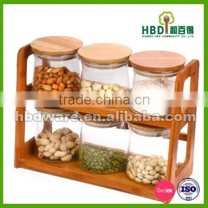 Glass Canister With Bamboo Rack Wholesale thumbnail-2