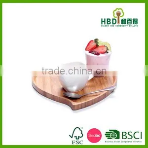 New Design Heart Shape Bamboo Serving Tray, Bamboo Serving Plate thumbnail-1
