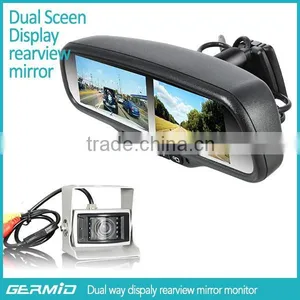 4.3 Inch LCD Rearview Mirror for Reversing Camera With Two Monitor Special for Truck , Heavy Car thumbnail-3