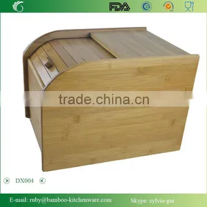 DX004/Bamboo Rice Holder Exquisite Bamboo Sliding Lid Rolltop Loaves Bread Box Storage Bin thumbnail-2