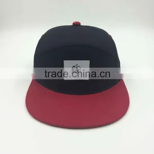 Wholesale Custom Design Your Own Logo 7 Panel Black Snapback Hat With Woven Label thumbnail-2