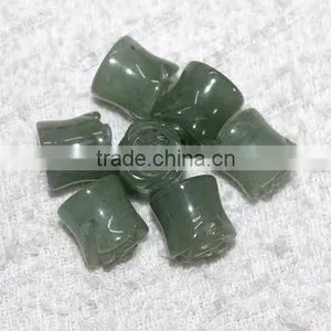 Green Aventurine Ear Piercing Jewelry,stone Carved Flower Ear Plugs thumbnail-4