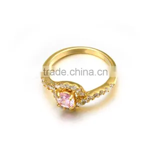 Popular 2017 Women Dubai Gold Jewelry Shiny Stainless Steel Zircon Ring Jewelry thumbnail-2