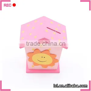 Wooden Money Box House Shaped, Wood Material Money Storage Box thumbnail-4