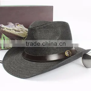 Chic Unisex Women/Men Cowboy Trilby Hat Wide Brim Straw One Size Cap thumbnail-4
