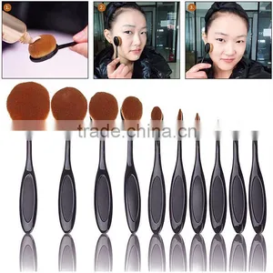 Tops 10 PCS OEM Oval Gold Cosmetic Toothbrush Makeup Brush Sets thumbnail-3