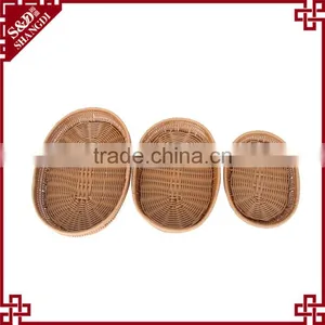 Hotsale Good Quality Handmade Weaving PE Plastic Rattan Fruit Vegetable Basket thumbnail-6