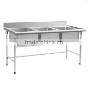 Kitchen Stainless Steel Sink Table/ Work Table With Triple Sink thumbnail-1