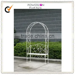 Metal Artistic Garden Arch With Bench for Outdoor Wedding thumbnail-1