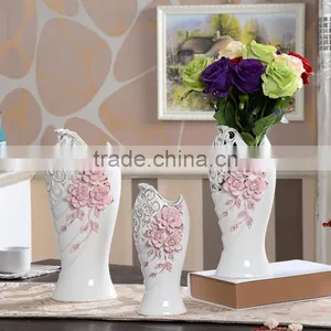 Elegant Ceramic Vase, Exquisite Ceramic Flower Vase , Pink Flower Design Porcelain Vase thumbnail-1